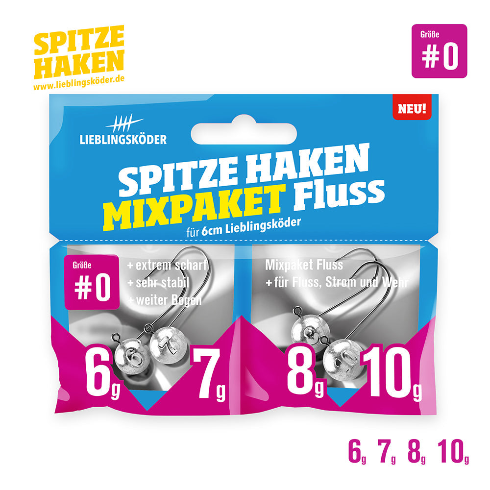 Lieblingskoeder Spitze Haken Mixpaket 0 Fluss 6g, 7g, 8g, 10g