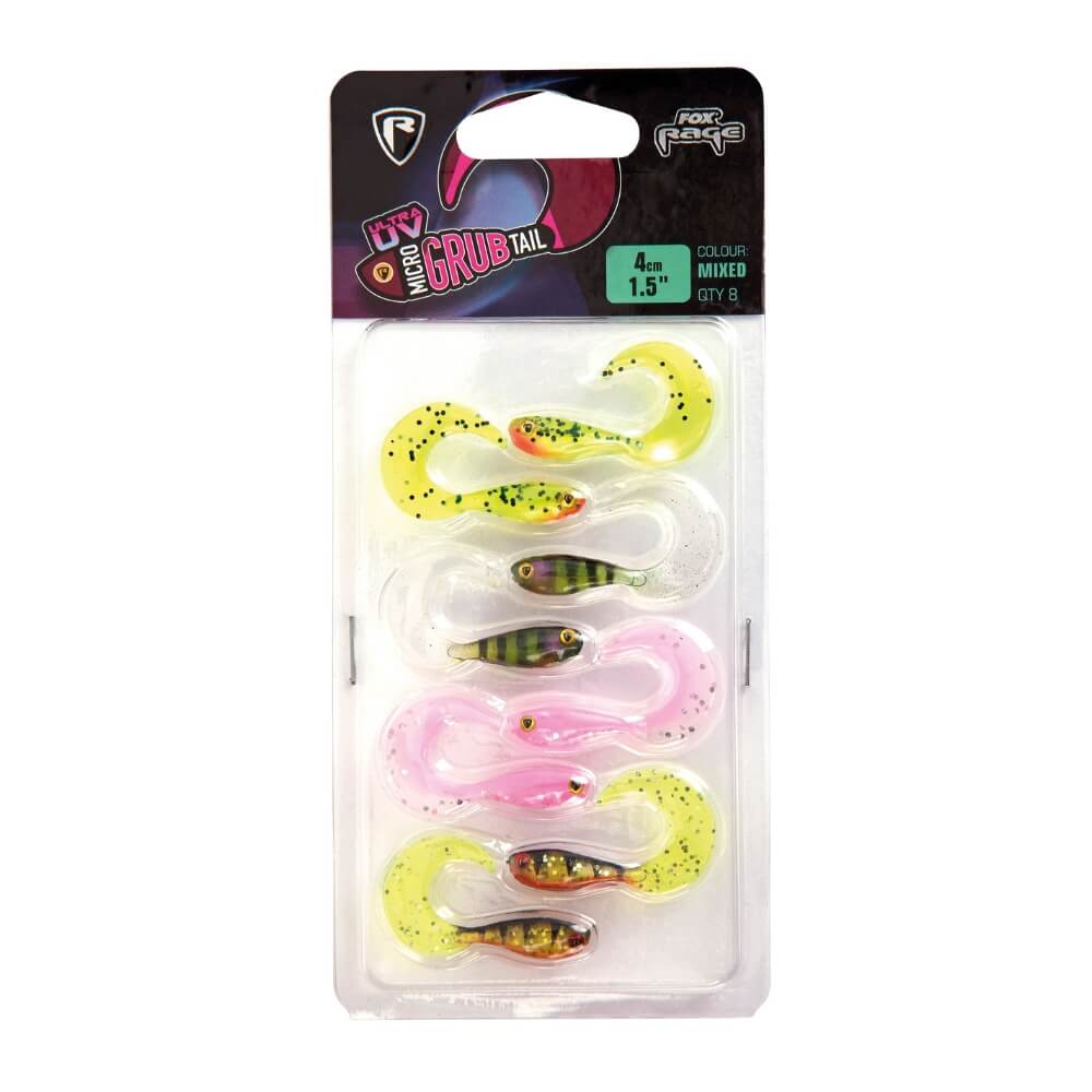 Fox Rage Micro Grub Tail UV Mixed Colour Pack / 4 cm bei HechtundBarsch.at