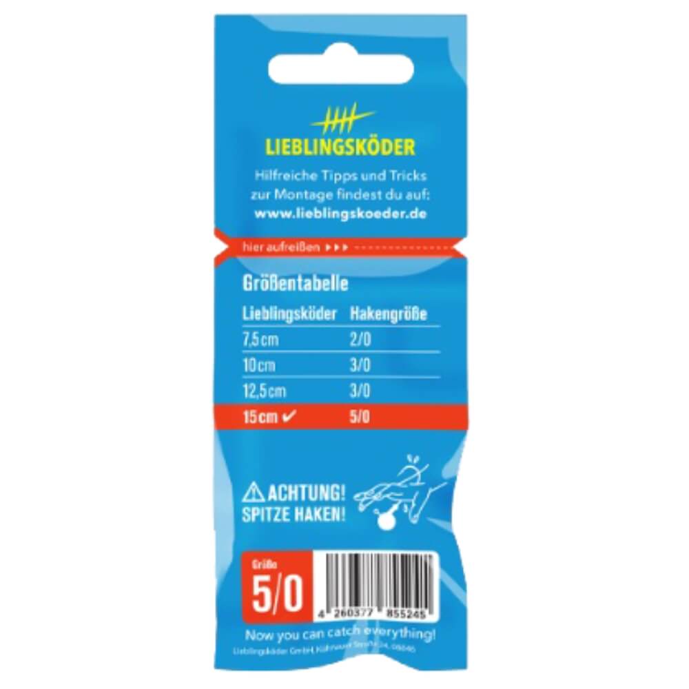 Lieblingsköder Spitze Haken 5/0 Rückseite