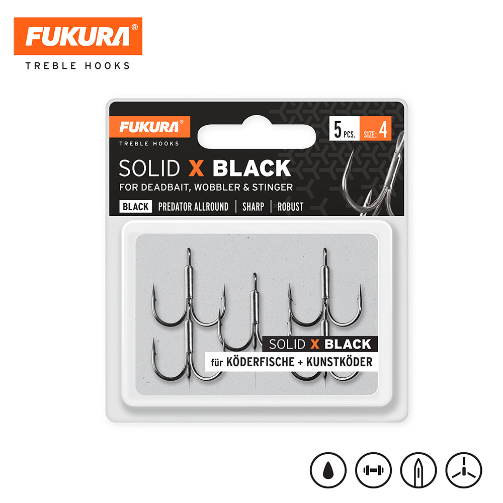 Lieblingskoeder Fukura Drillinge Solid X Black Treble Hooks 4