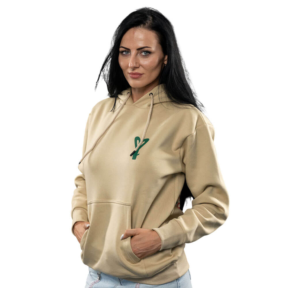 LMAB Drunk Family Hoodie Beige von vorne Frau