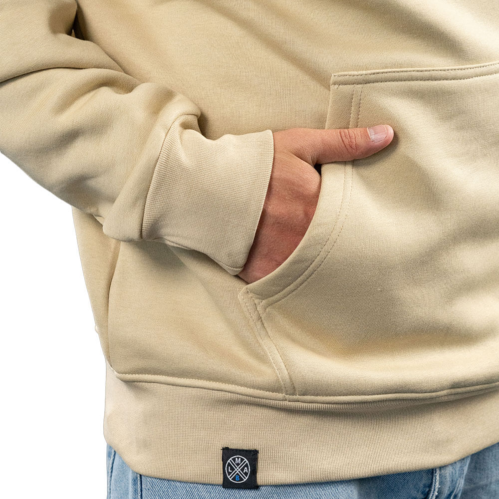 LMAB Drunk Family Hoodie Beige Kängurutasche