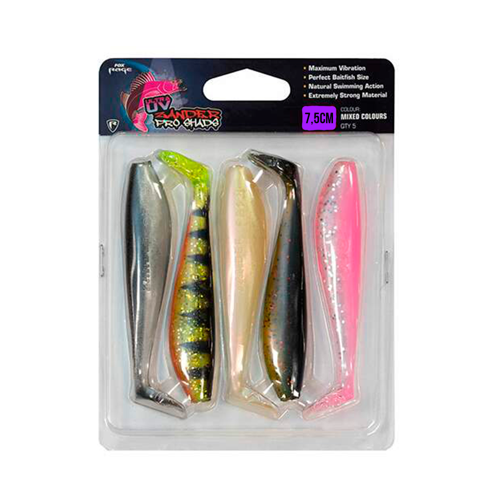 Fox Rage Zander Pro Shad Ultra UV Mixed Colour Pack 7,5 cm Mix 1
